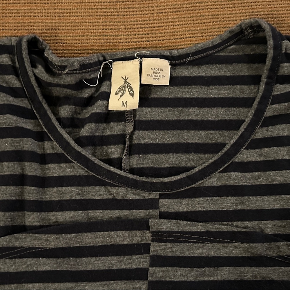 Anthropologie Gray and Black Striped Long Sleeve Tee